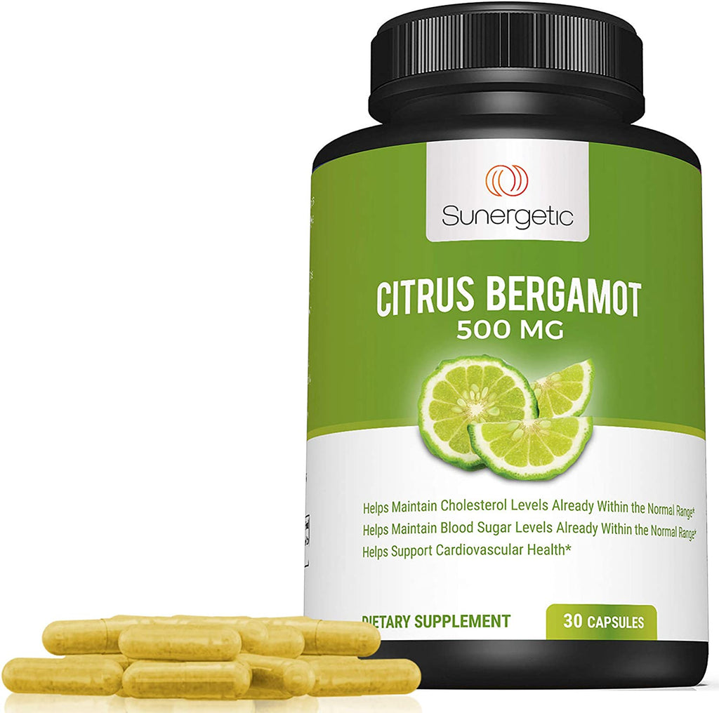 Sunergetic Bergamot Capsules–Formulated with Organic Bergamot Extract–Clinically Studied Bergamonte® to Support Healthy Cholesterol Levels within Normal Range–30 Citrus Bergamot Capsules - Free & Fast Delivery