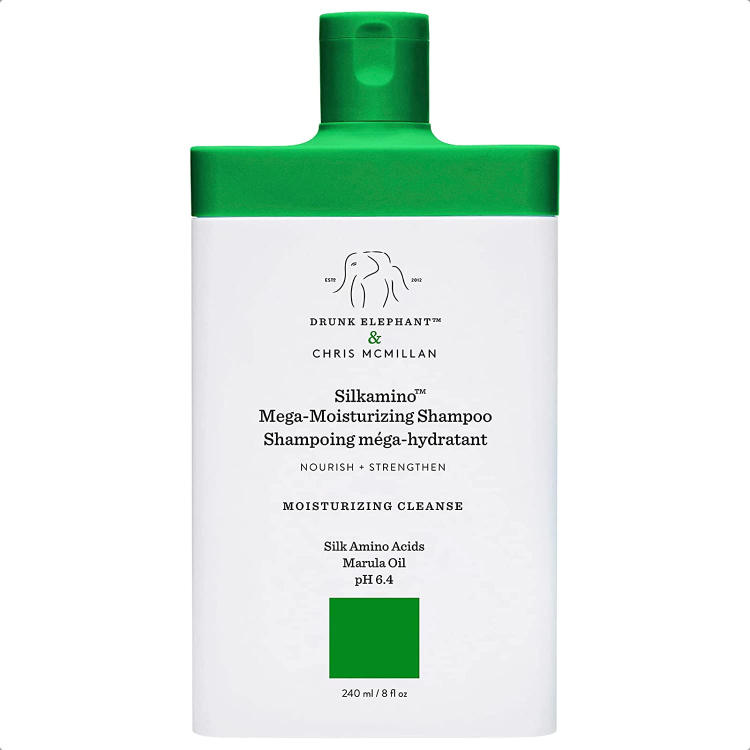 Drunk Elephant Silkamino Mega-Moisturizing Shampoo - Nourishing and Strength, Moisturizing Cleanse for All Hair Types (240 Ml / 8 Fl Oz)