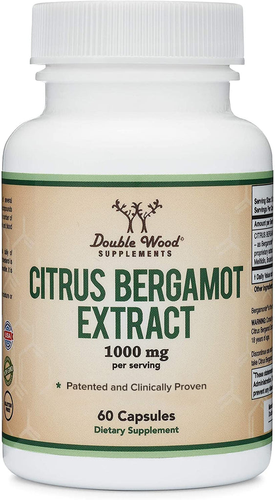 Citrus Bergamot Supplement - Only Patented, Clinically Proven Bergamot Extract - 1,000Mg Servings (Bergamonte Standardization, Sourced from Italy and Manufactured in USA) (60 Capsules) by Double Wood - Free & Fast Delivery