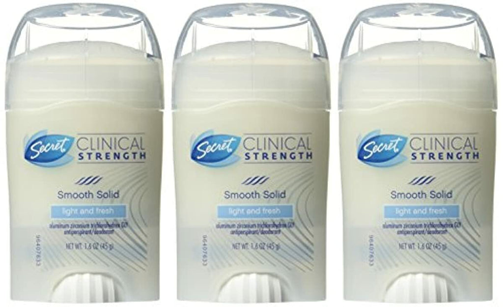 Secret Clinical Strength Soft Solid Antiperspirant and Deodorant, Light and Fresh Scent, 1.6 Ounce (Pack of 3)